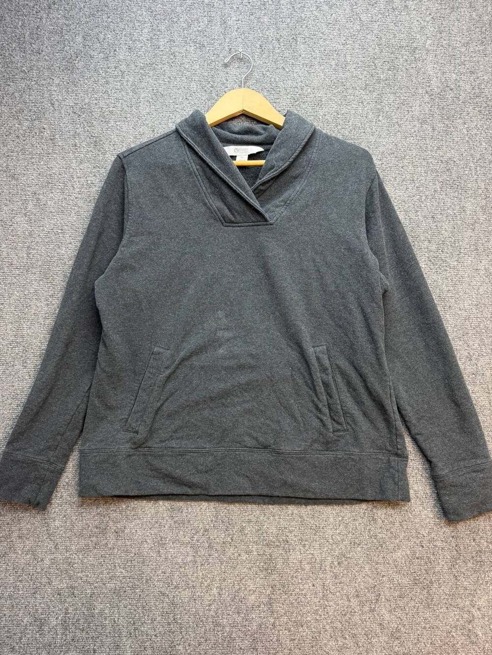 Guide Series Womens XL Charcoal Gray Shawl Collar Cotton Stretch Sweatshirt
